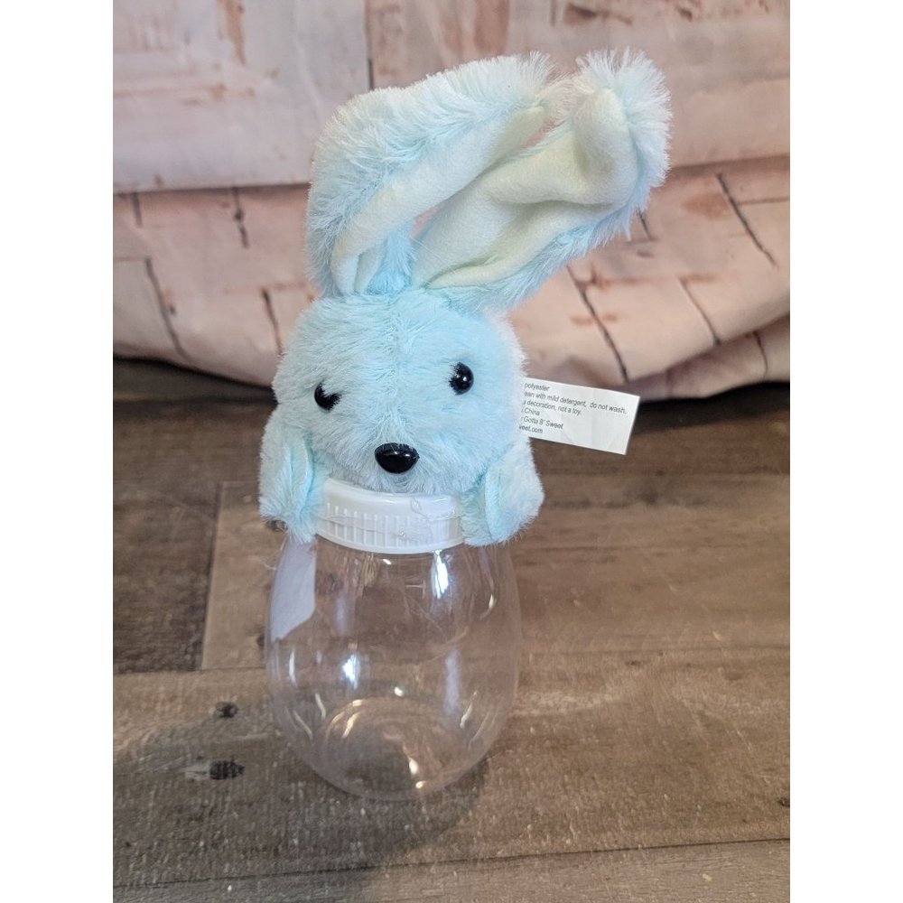 Blue Easter bunny rabbit container Decor figure